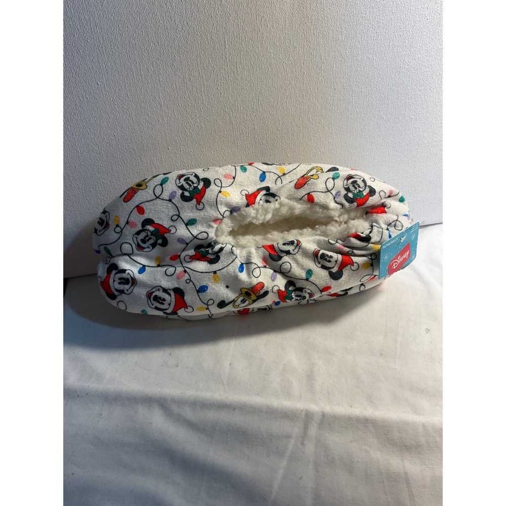 Disney Mickey‎ Mouse Christmas Holiday Slippers Lounge Shoes Womens S/M